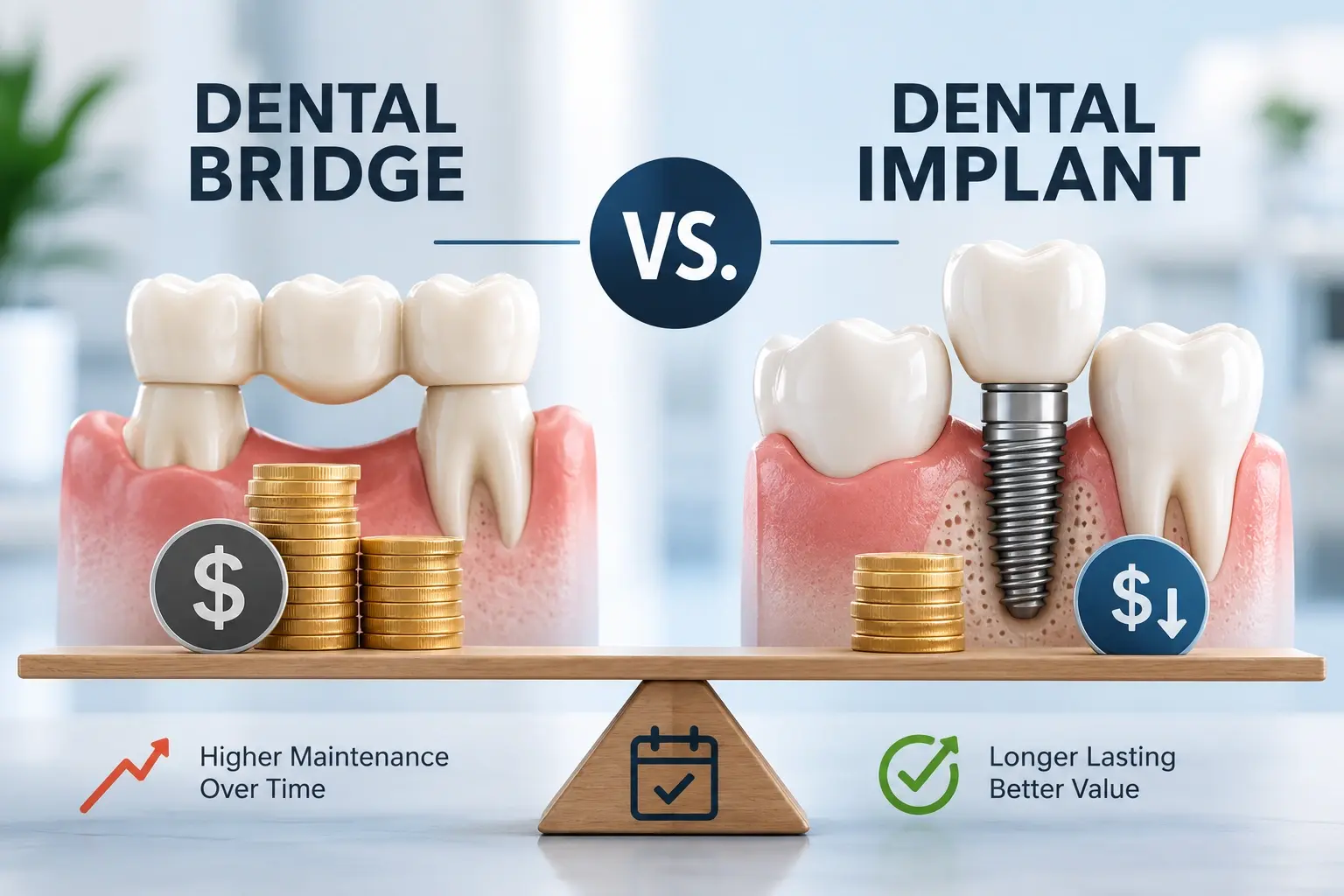Dental Bridge vs. Implant: The Long-Term Cost Difference