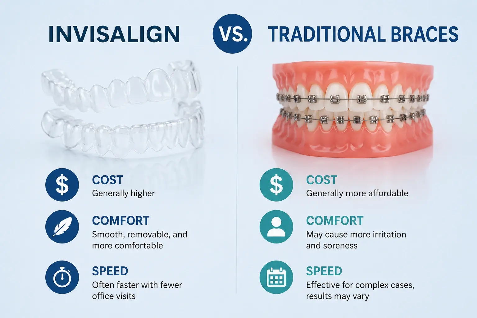 Invisalign vs. Traditional Braces: Cost, Comfort & Speed